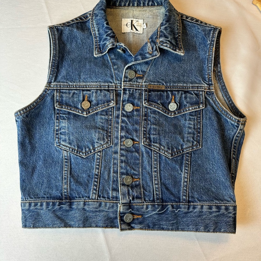 Calvin Klein Women’s Blue Jean Denim Vest Small Vintage 90s USA made